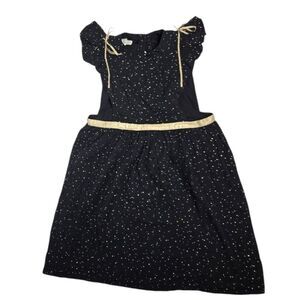COSMOSOPHIE gold confetti black gauze ruffle pinafore dress 12‎